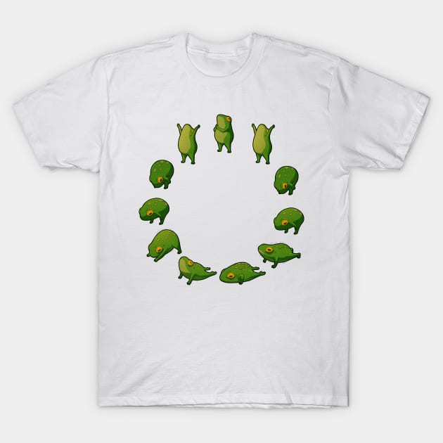 Yoga Frog Sun Salutation (No Arrow) T-Shirt by DingHuArt